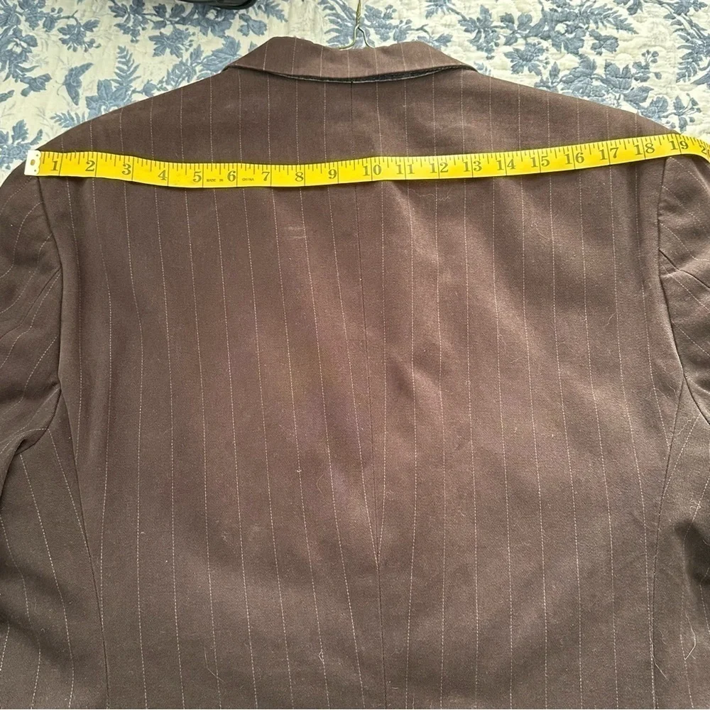 Vtg Banana Republic Blazer Chocolate Brown Pin Strip 44 R